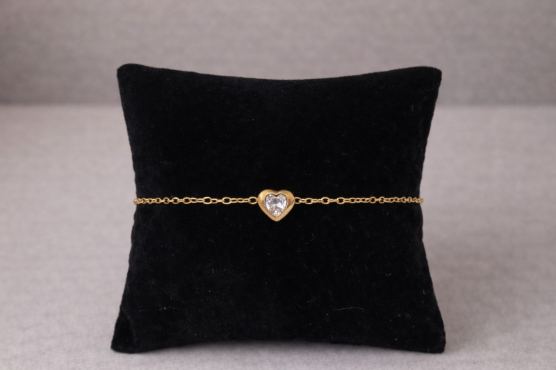 Bracelet cœur rouge — Or blanc