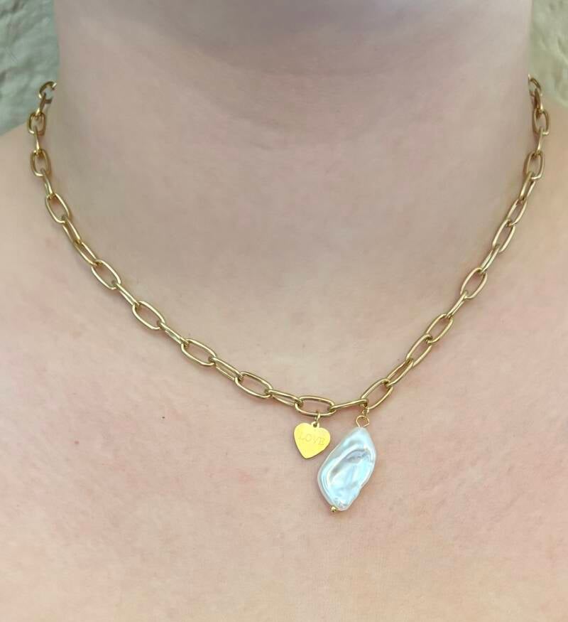Collier love — argent