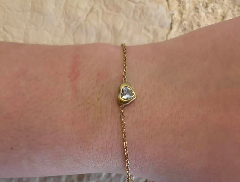 Bracelet cœur rouge — Or blanc