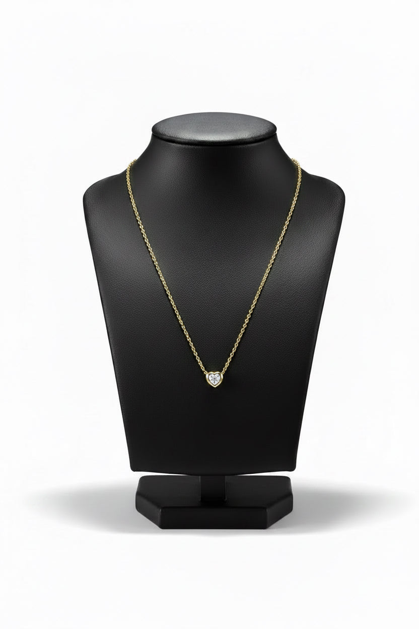 Collier cœur — Or Pierre blanche